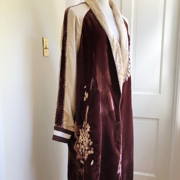 Free People Burgundy and Cream Embroidered Coat - Picture 8 of 14